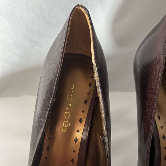 Maripe Brown & Gold Open Toe High Heels Size 8M - Picture 2 of 6